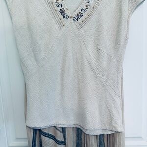 Embroidered Cream Tunic Top